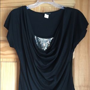 Venus sequined trimmed Black cotton shirt